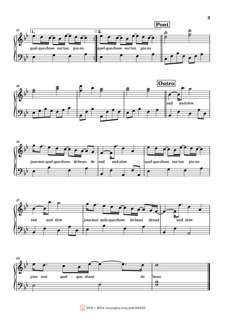Page 3 of the piano sheet music PDF Piano - Sad And Slow Piano by Clara Luciani ft. Julien Doré