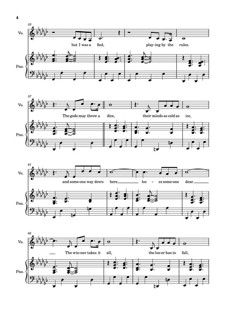 Page 4 of the piano sheet music PDF Piano - The Winner Takes It All Piano by Arr: Dinailson Lima