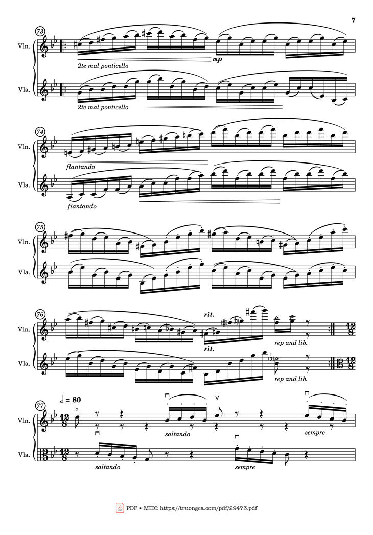 Page 7 of the piano sheet music PDF - Passacaglia for Violin and Viola by Johan Halvorsen