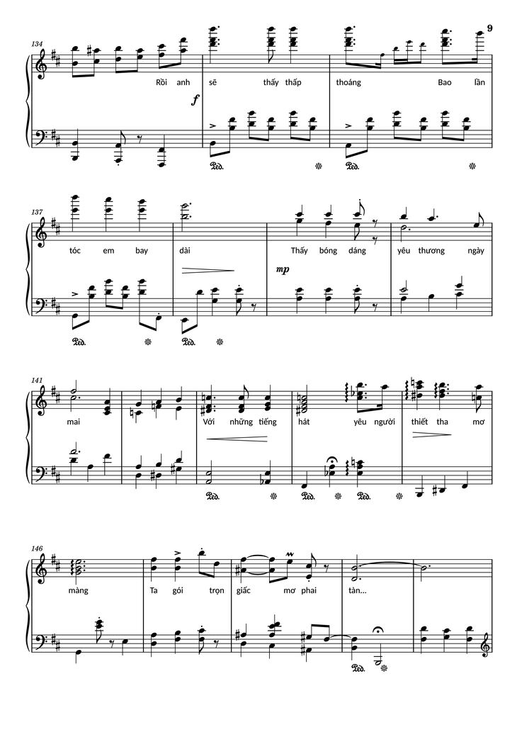 Page 9 of the piano sheet music PDF Piano - Đường xưa Piano by Nhạc: Quốc Dũng