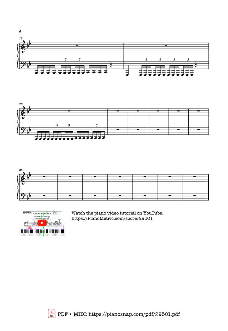 Page 2 of the piano sheet music PDF Piano - Silent Hill (Dubstep) Piano by Jewelz123