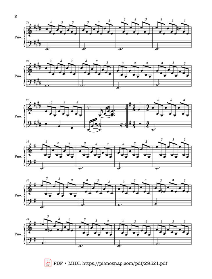 Page 2 of the piano sheet music PDF Piano - Romance d