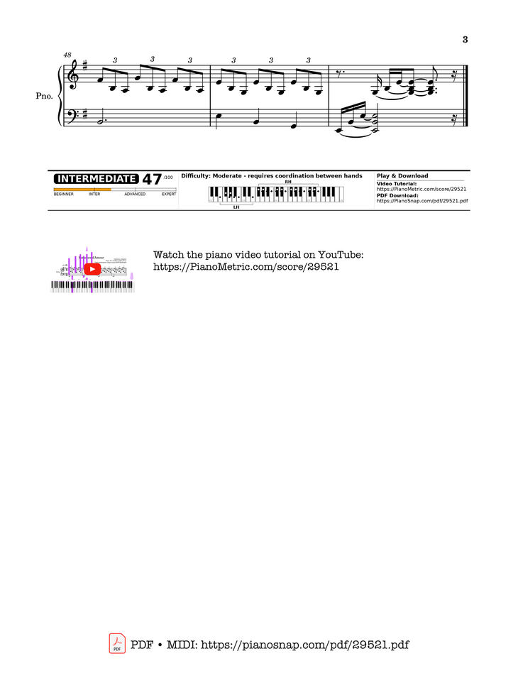 Page 3 of the piano sheet music PDF Piano - Romance d