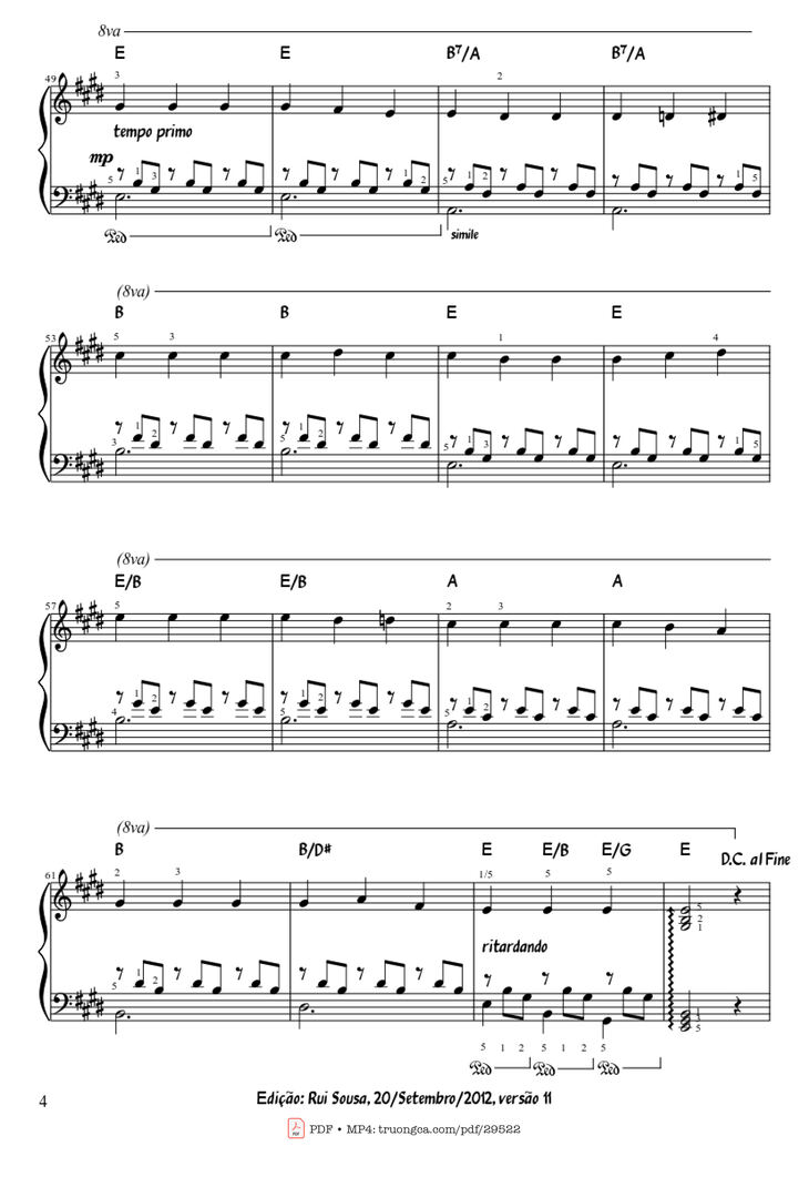 Page 4 of the piano sheet music PDF Piano - Spanish Romance Piano by Spanish Romance