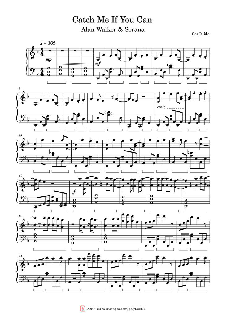 Page 1 of the piano sheet music PDF Piano - Catch Me If You Can Piano by Car-Is-Ma