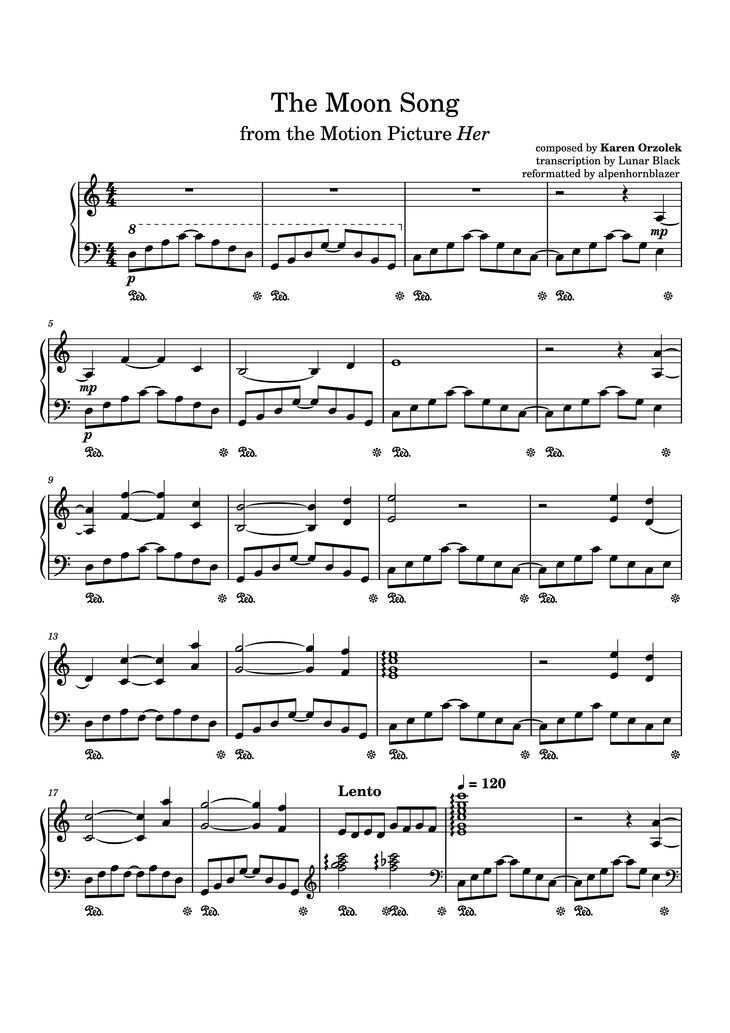 Page 1 of the piano sheet music PDF Piano - The Moon Song Piano by Composed by Karen Orzolek