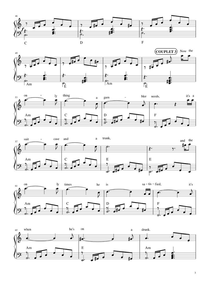 Page 3 of the piano sheet music PDF Piano - The house of the rising sun (The Animals) Piano by Bernard Delahaye