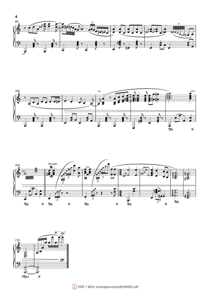 Page 4 of the piano sheet music PDF Piano - House of the Rising Sun Piano by Victor Demange