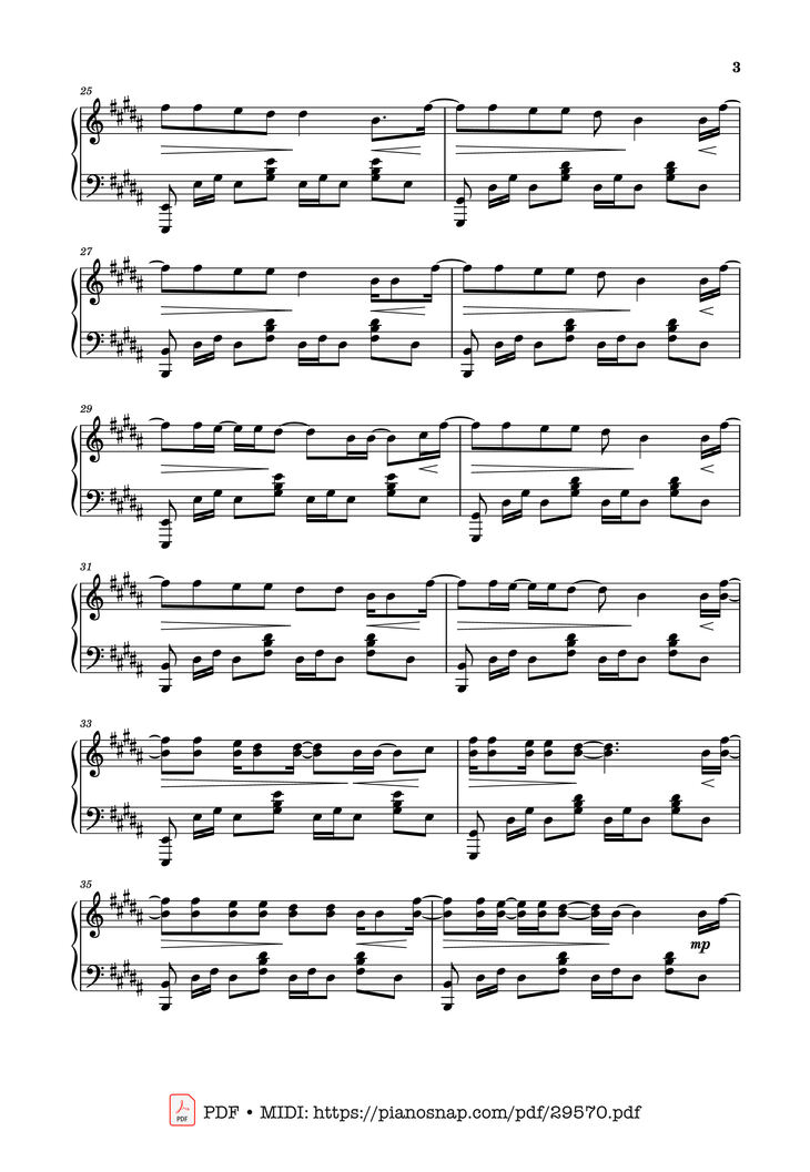 Page 3 of the piano sheet music PDF Piano - Sailor Song Piano by XZeron