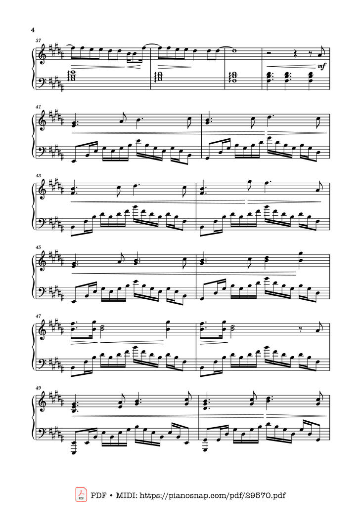 Page 4 of the piano sheet music PDF Piano - Sailor Song Piano by XZeron