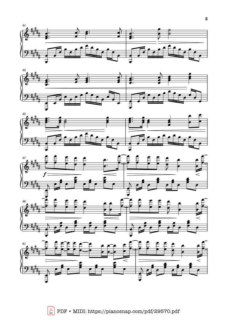 Page 5 of the piano sheet music PDF Piano - Sailor Song Piano by XZeron