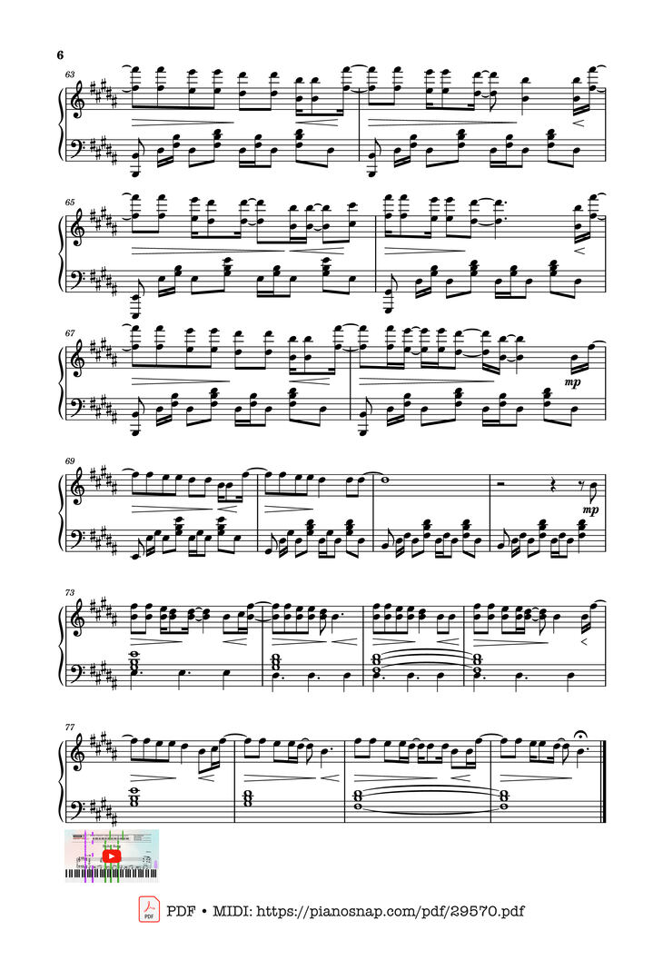 Page 6 of the piano sheet music PDF Piano - Sailor Song Piano by XZeron