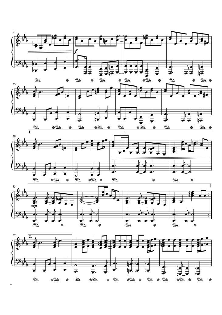 Page 2 of the piano sheet music PDF - BRIDGE OVER TROUBLED WATER Piano by Written by Paul Simon