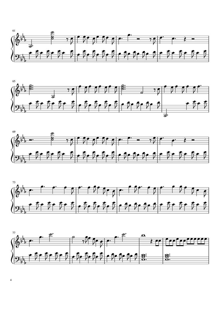 Page 4 of the piano sheet music PDF Piano - Imagine Dragons - Beliver Piano by Sofia Matera