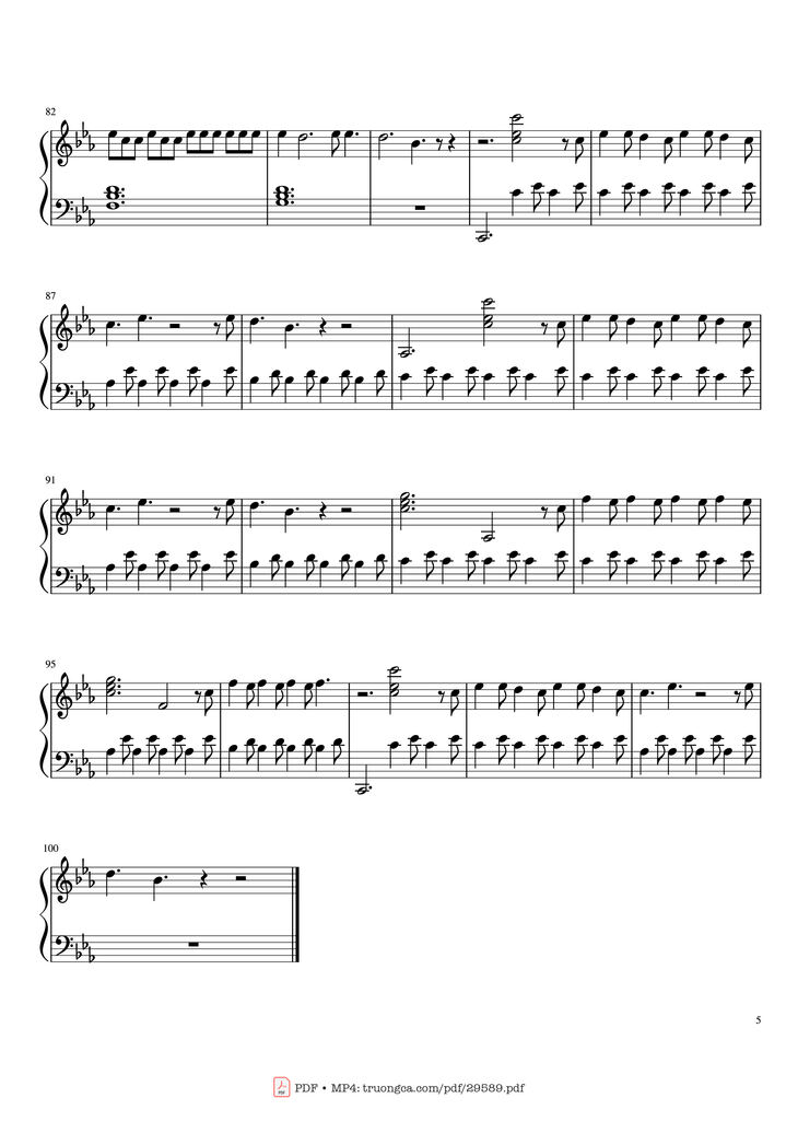 Page 5 of the piano sheet music PDF Piano - Imagine Dragons - Beliver Piano by Sofia Matera