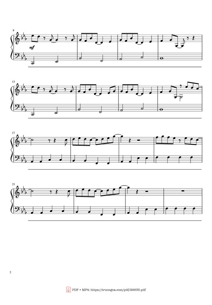 Page 2 of the piano sheet music PDF Piano - Leaving Hope Piano by IzzTen