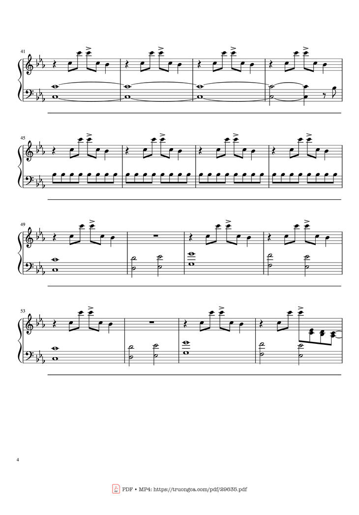 Page 4 of the piano sheet music PDF Piano - Leaving Hope Piano by IzzTen