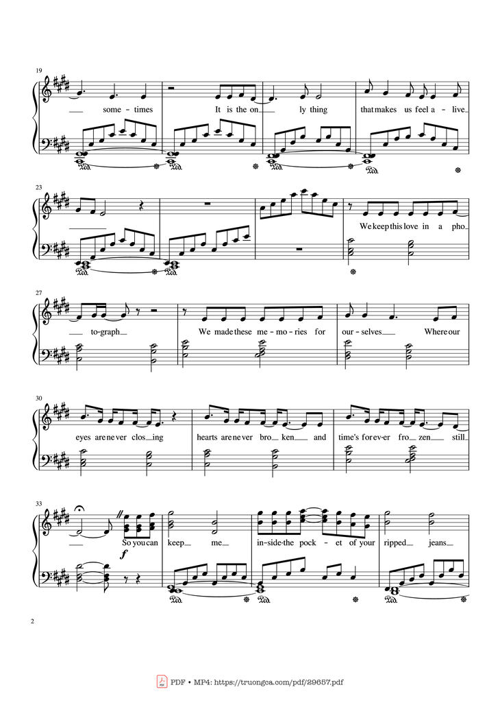 Page 2 of the piano sheet music PDF - Photograph Ed Sheeran Piano Solo by Ed Sheeran