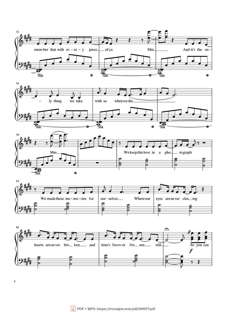 Page 4 of the piano sheet music PDF - Photograph Ed Sheeran Piano Solo by Ed Sheeran