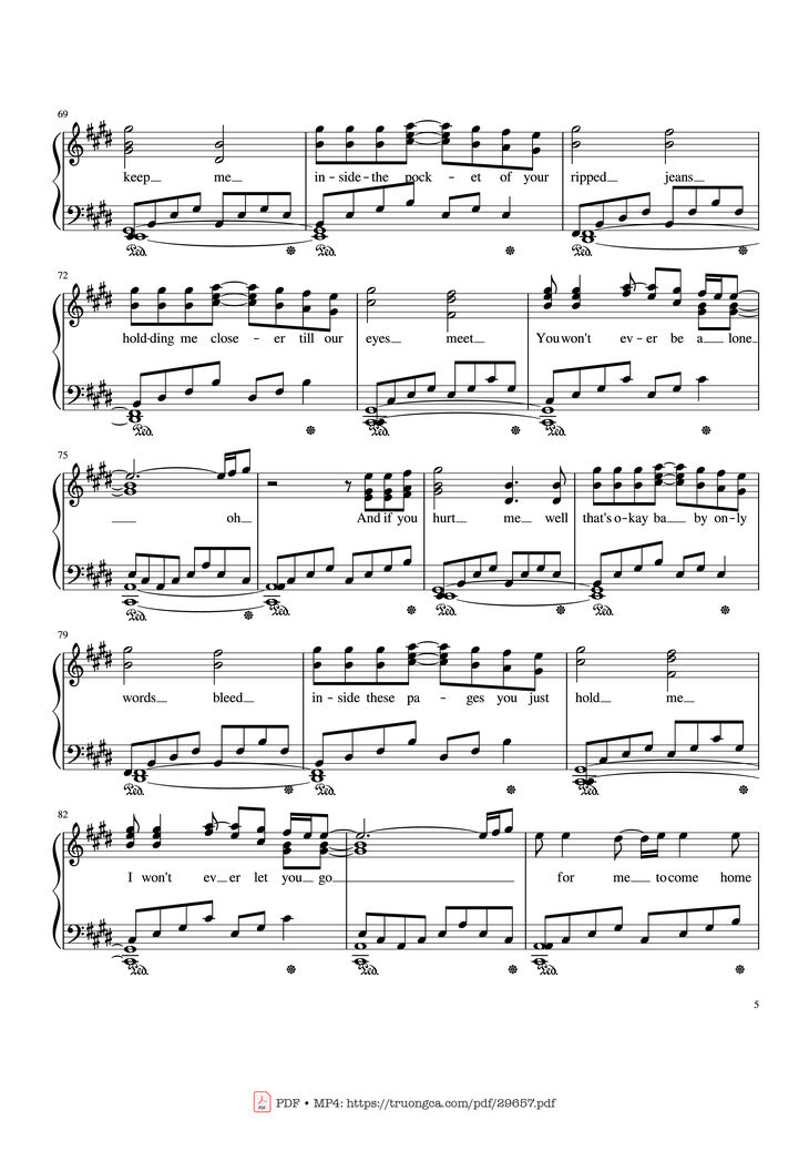 Page 5 of the piano sheet music PDF - Photograph Ed Sheeran Piano Solo by Ed Sheeran
