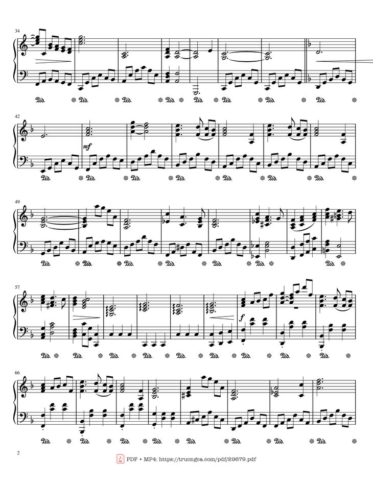 Page 2 of the piano sheet music PDF Piano - Moon River Piano by Henry Mancini