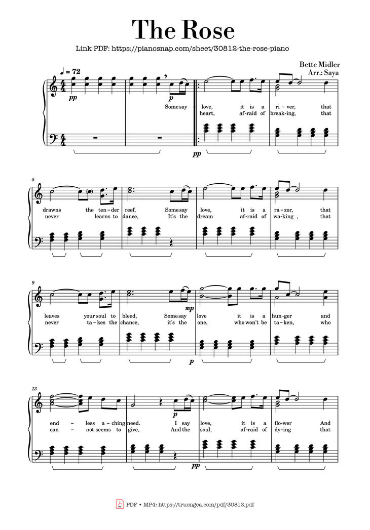 Sheet music preview — The Rose Piano