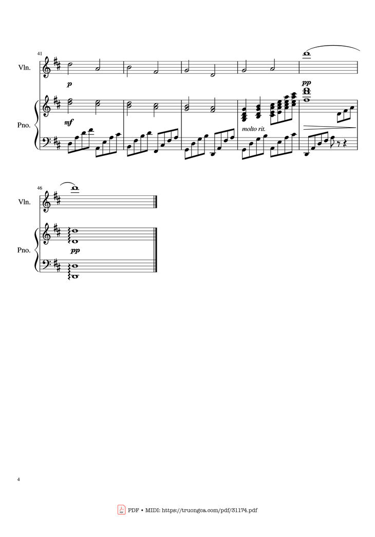 Page 4 of the piano sheet music PDF Piano - Canon in D major Piano Violin by Pachelbel