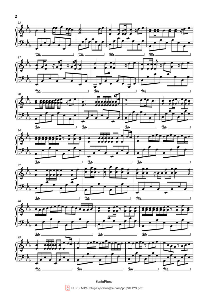 Page 2 of the piano sheet music PDF - Thu Cuối Piano by Yanbi