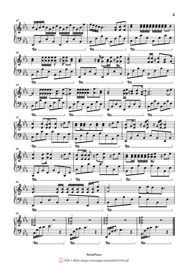 Page 3 of the piano sheet music PDF - Thu Cuối Piano by Yanbi