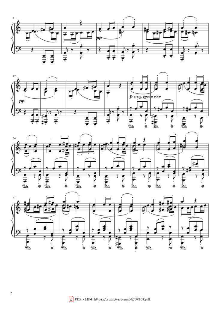 Page 2 of the piano sheet music PDF Piano - Beethoven Symphony No. 7 Movement 2 Piano by Ludvig van Beethoven