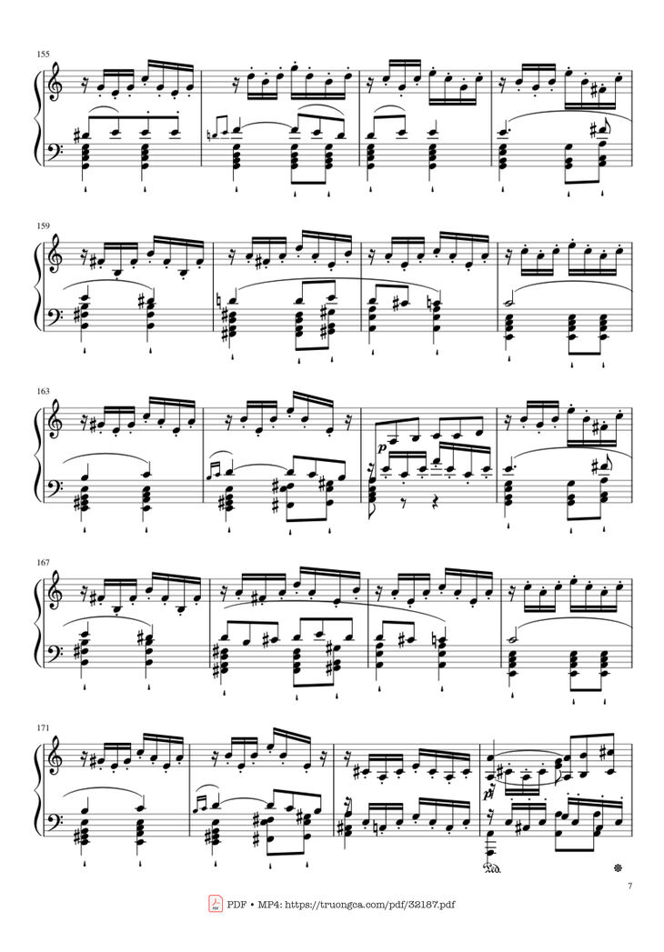 Page 7 of the piano sheet music PDF Piano - Beethoven Symphony No. 7 Movement 2 Piano by Ludvig van Beethoven