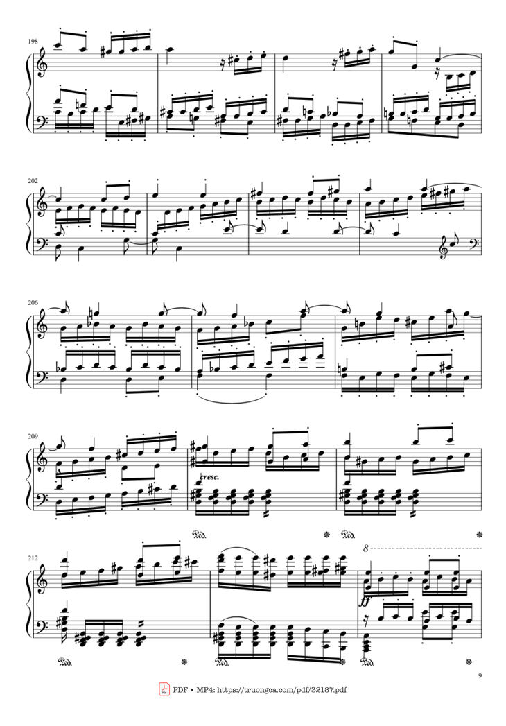 Page 9 of the piano sheet music PDF Piano - Beethoven Symphony No. 7 Movement 2 Piano by Ludvig van Beethoven