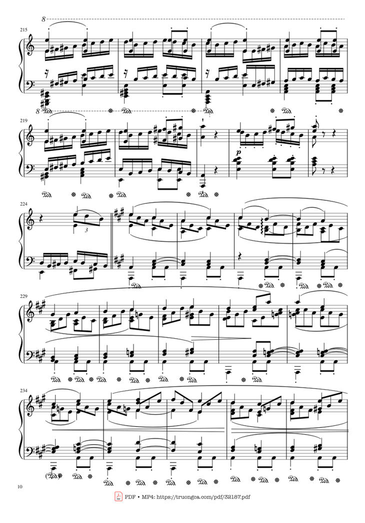 Page 10 of the piano sheet music PDF Piano - Beethoven Symphony No. 7 Movement 2 Piano by Ludvig van Beethoven