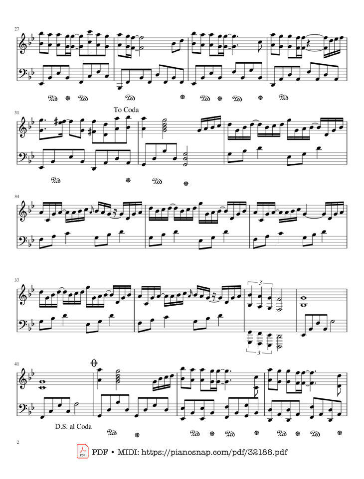 Page 2 of the piano sheet music PDF Piano - Spring Time - Yiruma Piano by Yiruma