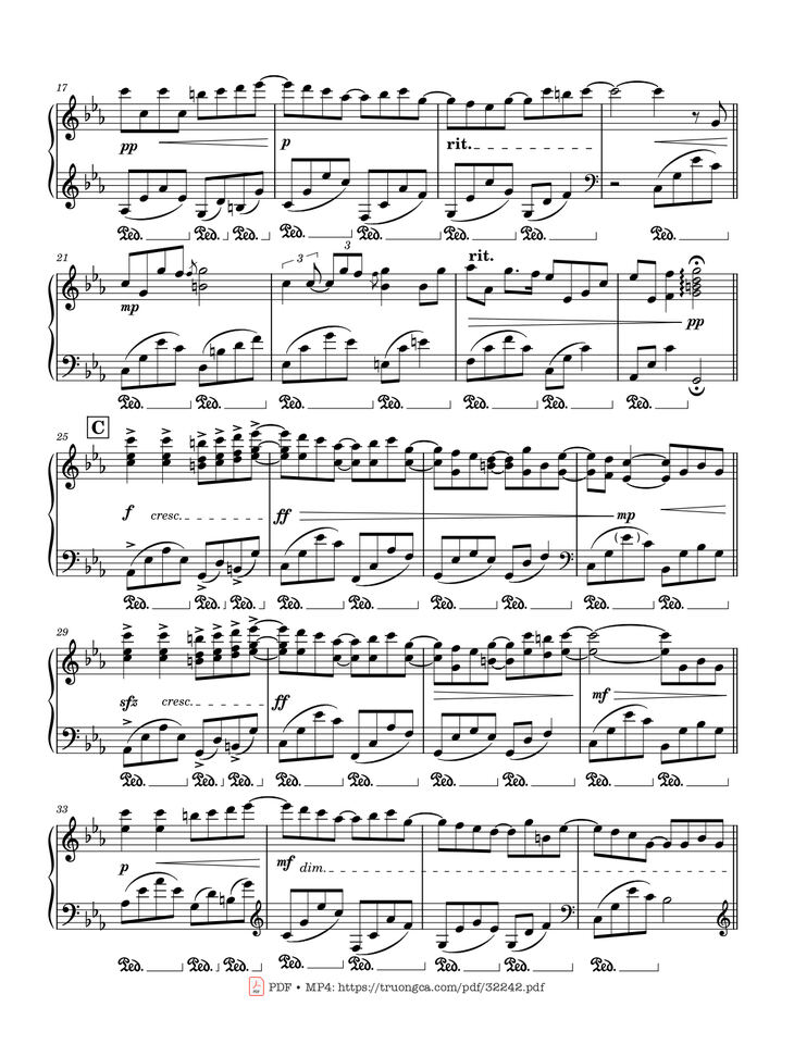 Page 2 of the piano sheet music PDF - WHEN THE LOVE FALLS Piano by Yiruma