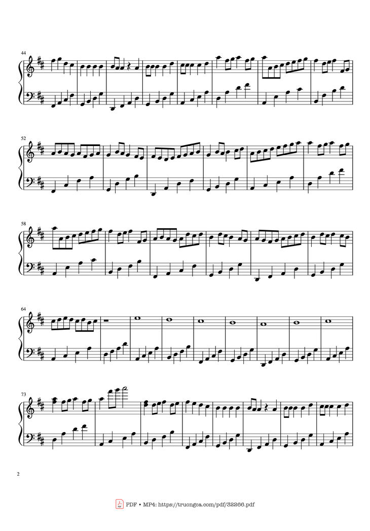 Page 2 of the piano sheet music PDF Piano - Beautiful in White + Canon in D + Memories + Ode to Joy Piano by Jun Sern