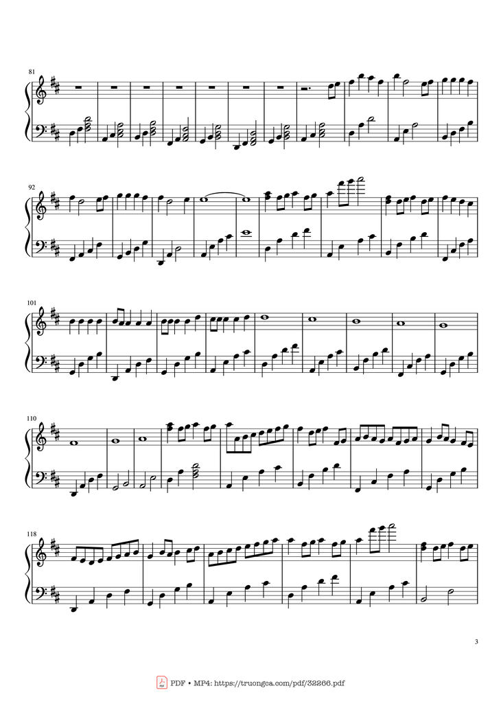Page 3 of the piano sheet music PDF Piano - Beautiful in White + Canon in D + Memories + Ode to Joy Piano by Jun Sern