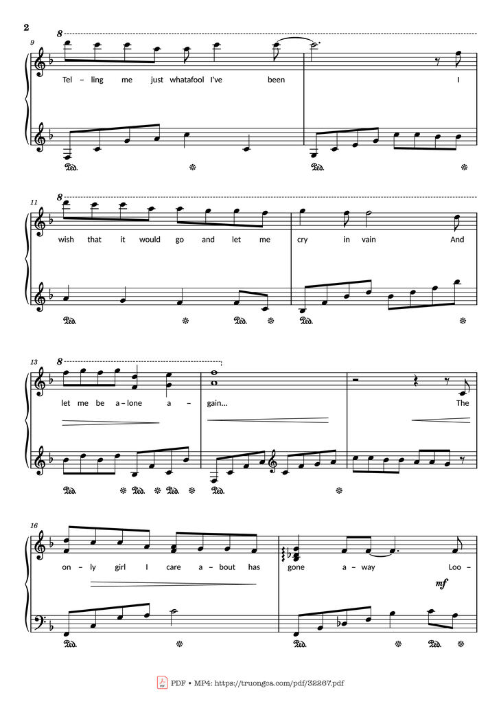 Page 2 of the piano sheet music PDF - Rhythm of the rain Piano by John Claude Gummoe