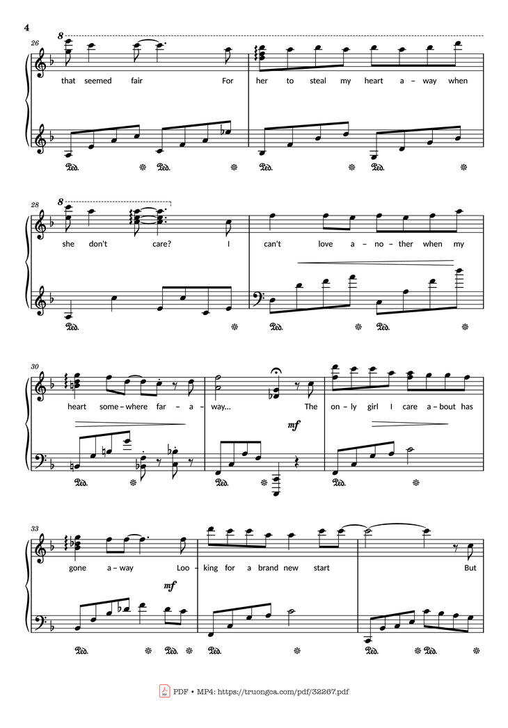 Page 4 of the piano sheet music PDF - Rhythm of the rain Piano by John Claude Gummoe