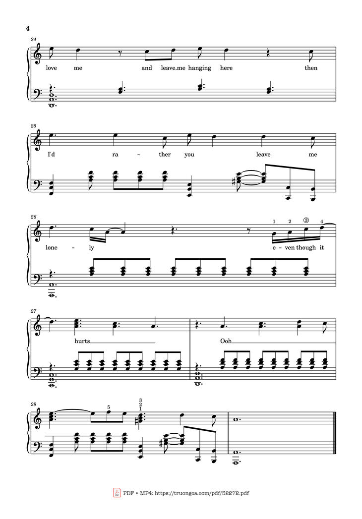 Page 4 of the piano sheet music PDF Piano - Leave Me Lonely Piano by Thomas Lee Brown