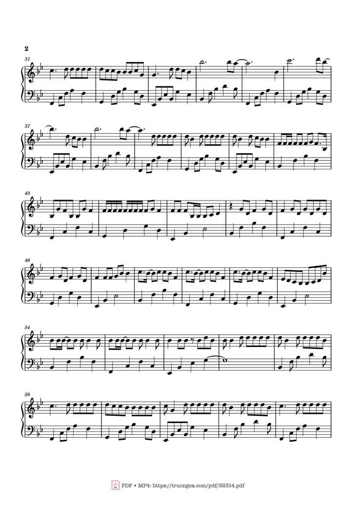 Page 2 of the piano sheet music PDF Piano - I Like U Like Piano by 时代少年团