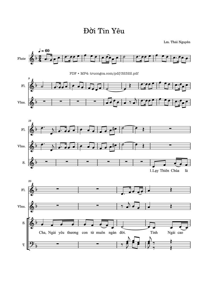 Page 1 of the piano sheet music PDF - Đời Tin Yêu (đệm Violin Sáo) by Thái Nguyên