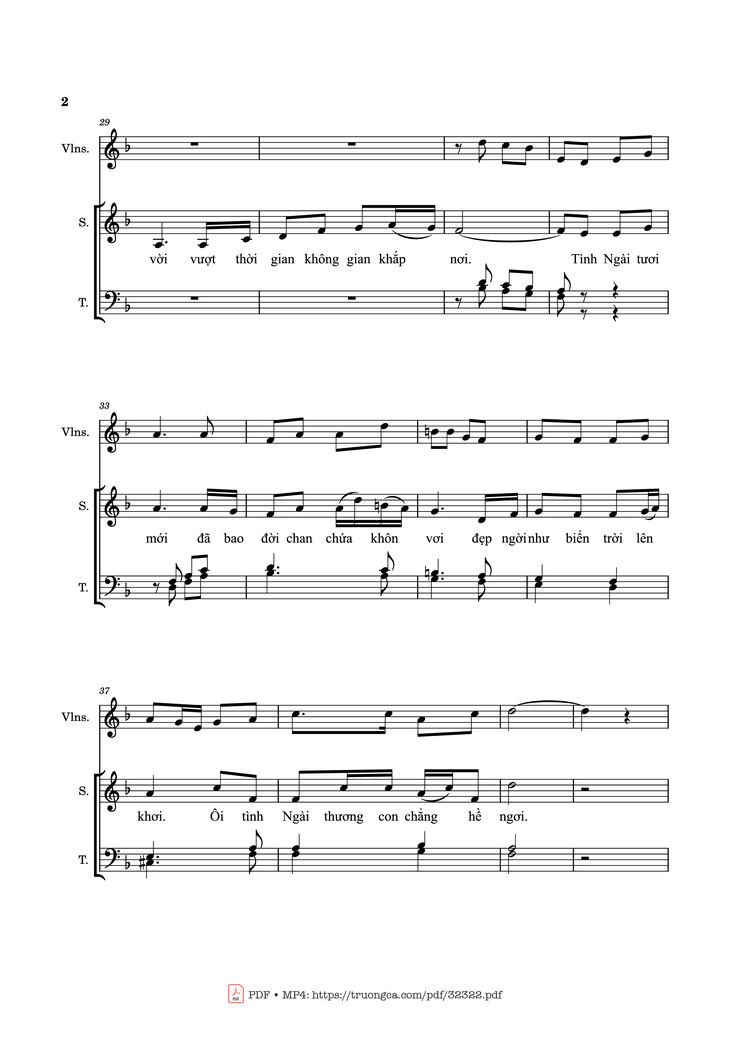 Page 2 of the piano sheet music PDF - Đời Tin Yêu (đệm Violin Sáo) by Thái Nguyên