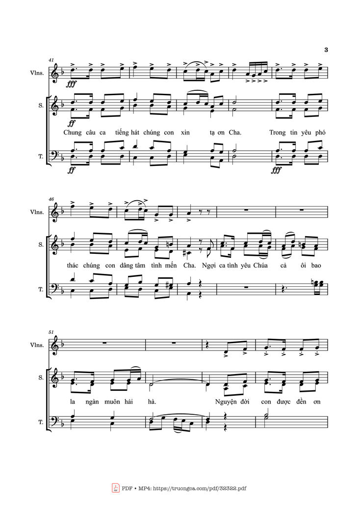 Page 3 of the piano sheet music PDF - Đời Tin Yêu (đệm Violin Sáo) by Thái Nguyên