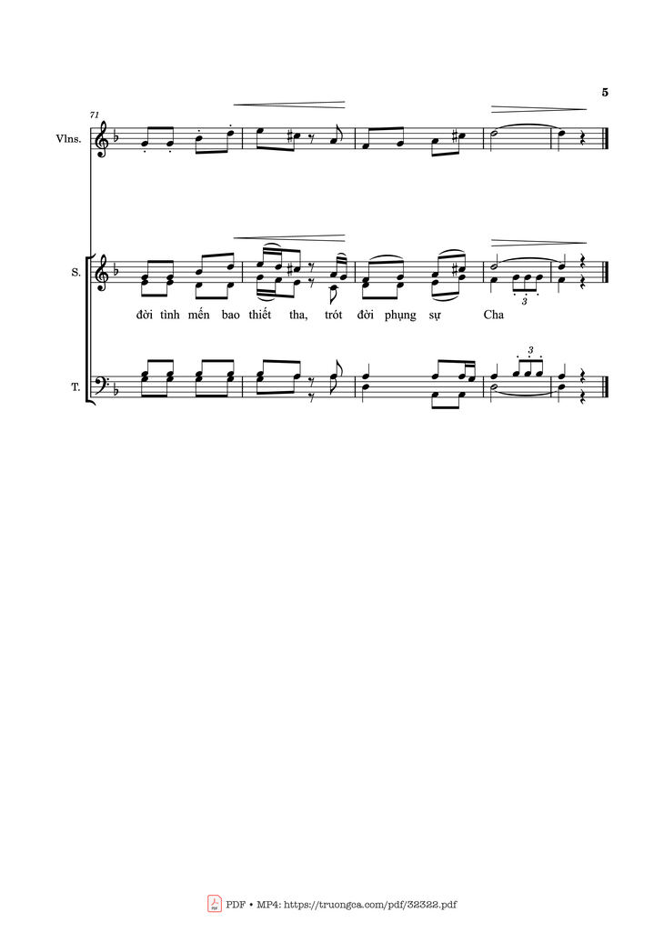 Page 5 of the piano sheet music PDF - Đời Tin Yêu (đệm Violin Sáo) by Thái Nguyên