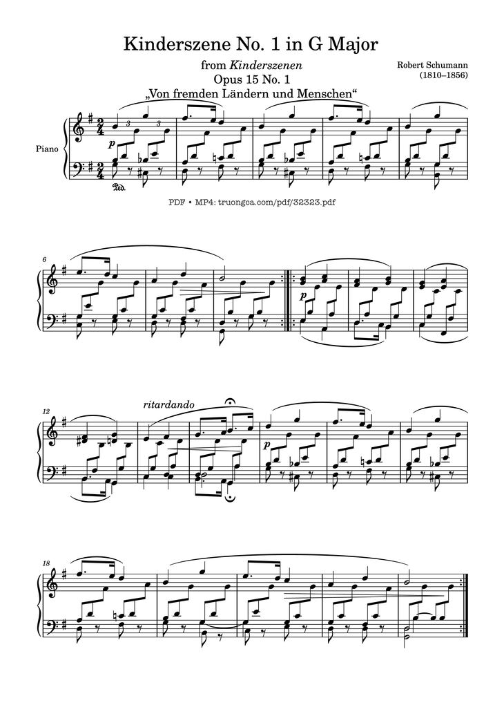 Page 1 of the piano sheet music PDF Piano - Kinderszene No. 1 in G Major Piano by Robert Schumann