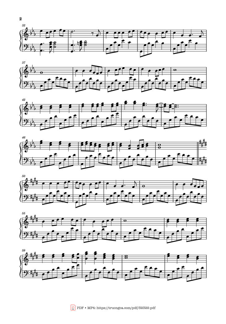 Page 2 of the piano sheet music PDF Piano - 追梦人 Truy mộng nhân Piano by 罗大佑