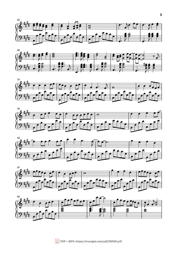 Page 3 of the piano sheet music PDF Piano - 追梦人 Truy mộng nhân Piano by 罗大佑