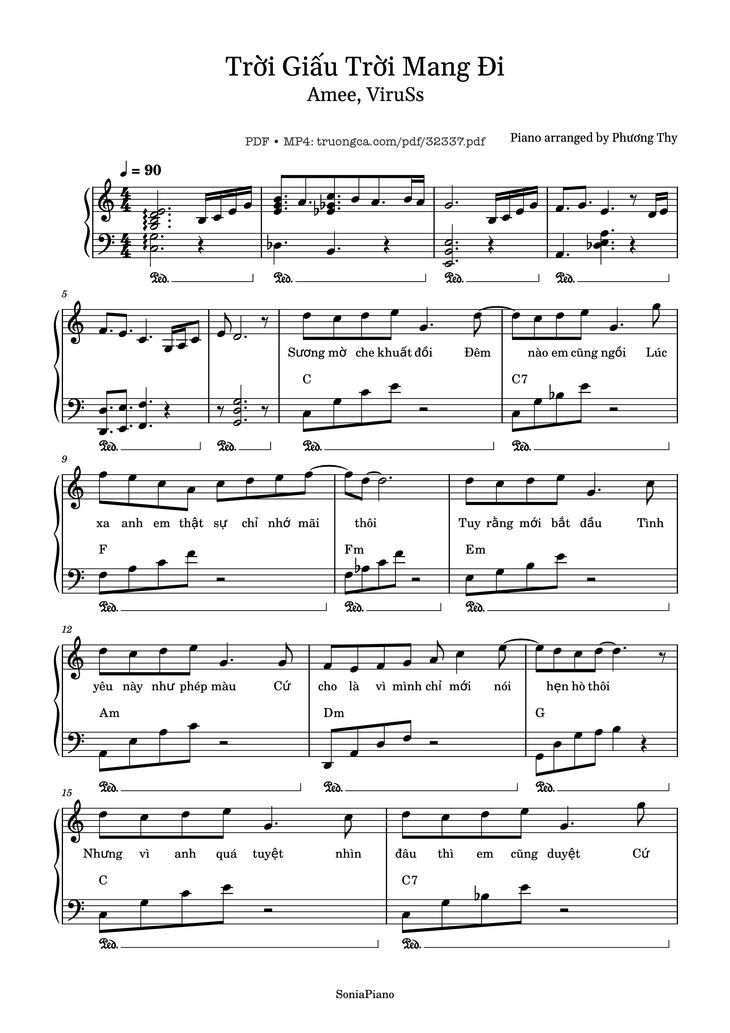 Page 1 of the piano sheet music PDF - Trời Giấu Trời Mang Đi Piano by Viruss