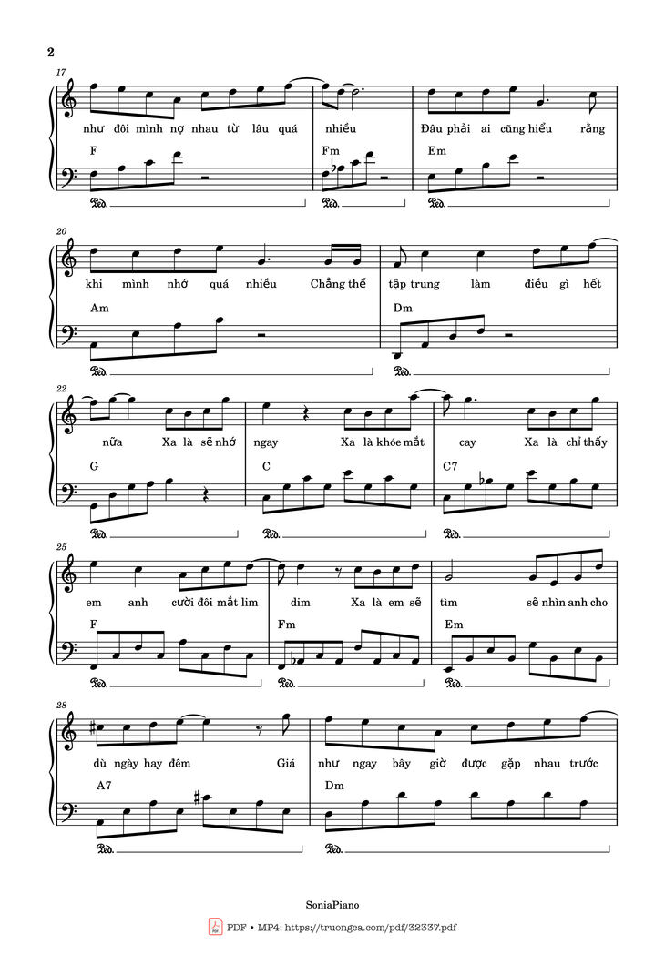 Page 2 of the piano sheet music PDF - Trời Giấu Trời Mang Đi Piano by Viruss